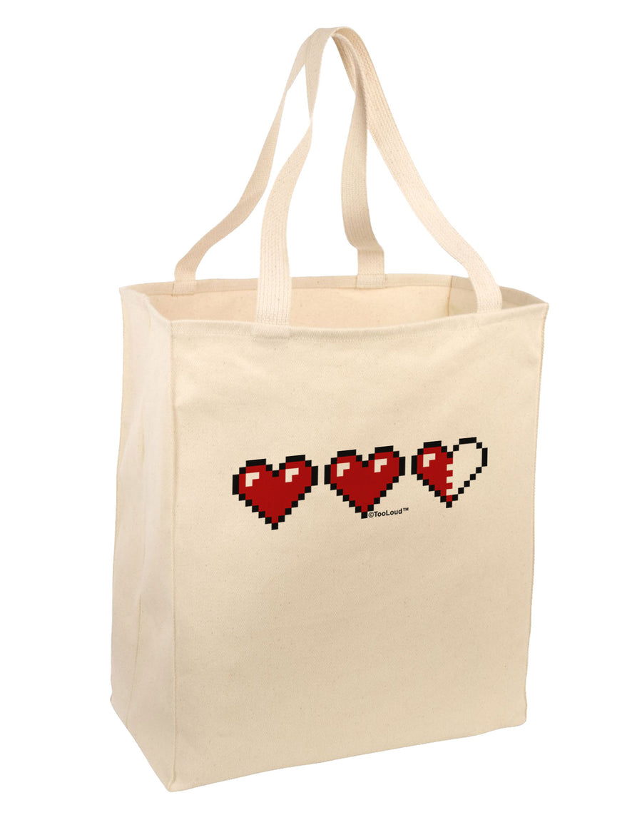 Couples Pixel Heart Life Bar - Left Large Grocery Tote Bag by TooLoud-Grocery Tote-TooLoud-Natural-Large-Davson Sales