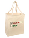 Naughty or Nice Christmas - Naughty and Nice Large Grocery Tote Bag-Grocery Tote-TooLoud-Natural-Large-Davson Sales