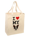 I Heart My Boston Terrier Large Grocery Tote Bag-Grocery Tote-TooLoud-Natural-Large-Davson Sales