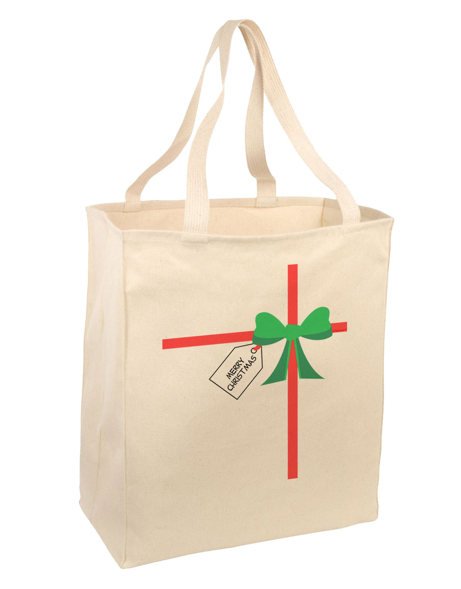 Merry Christmas Present Gift Large Grocery Tote Bag-Grocery Tote-TooLoud-Natural-Large-Davson Sales