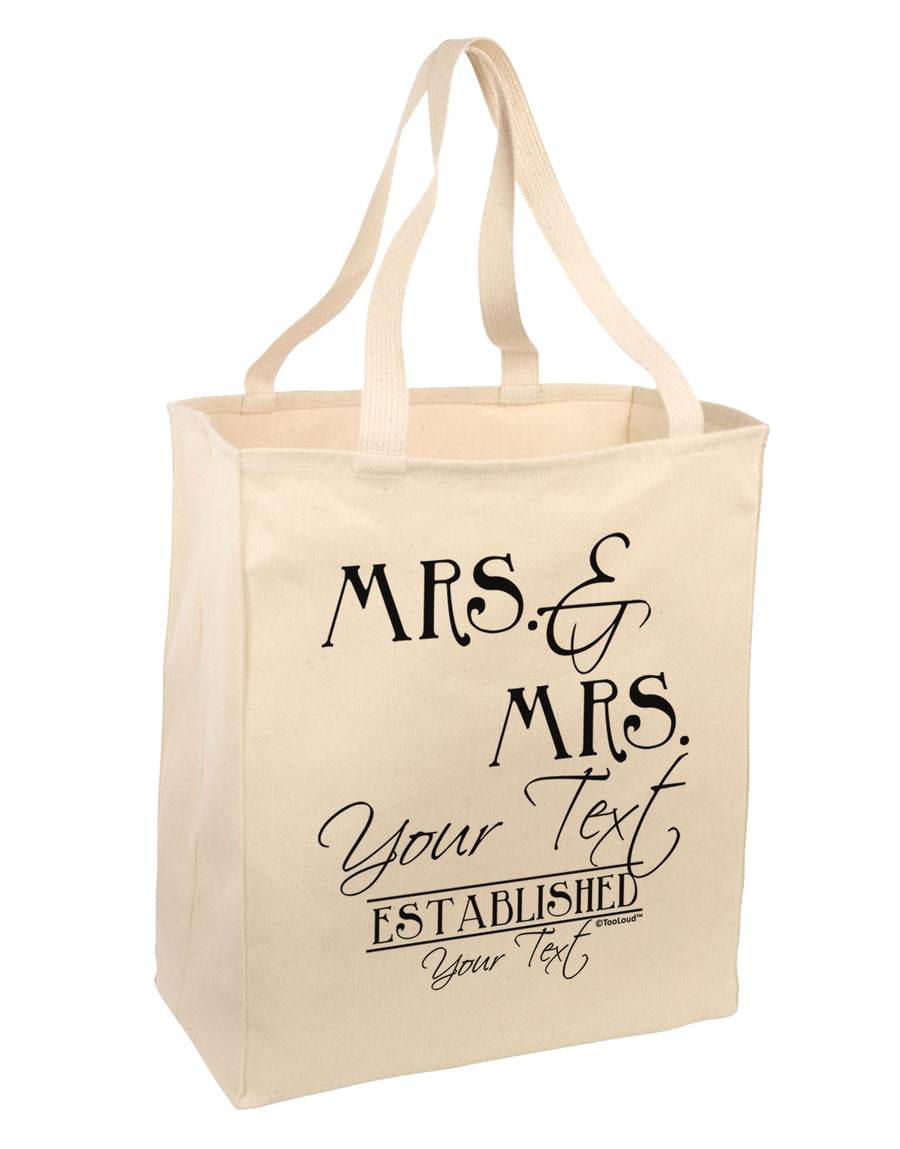Personalized Mrs and Mrs Lesbian Wedding - Name- Established -Date- Design Large Grocery Tote Bag-Grocery Tote-TooLoud-Natural-Large-Davson Sales