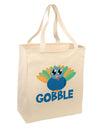 Cute Gobble Turkey Blue Large Grocery Tote Bag-Grocery Tote-TooLoud-Natural-Large-Davson Sales