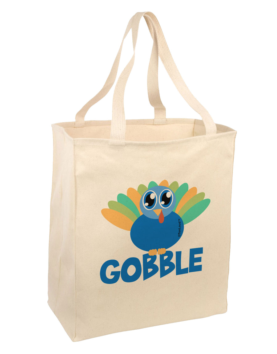 Cute Gobble Turkey Blue Large Grocery Tote Bag-Grocery Tote-TooLoud-Natural-Large-Davson Sales