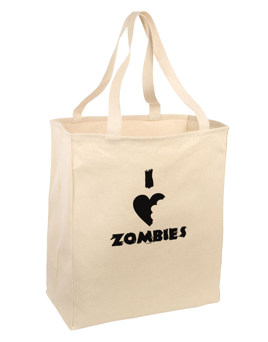 I Heart Zombies - Funny - Halloween Large Grocery Tote Bag-Grocery Tote-TooLoud-Natural-Large-Davson Sales