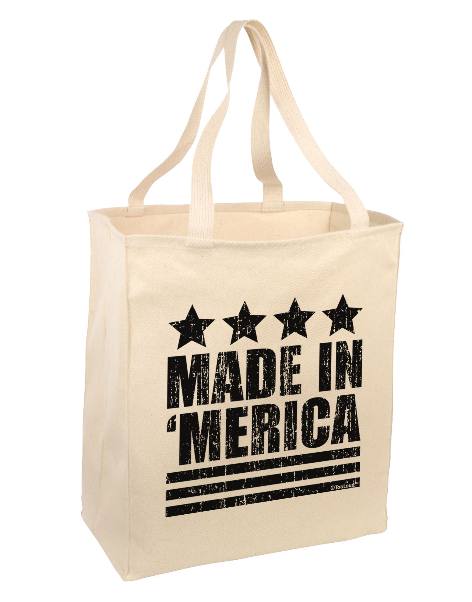 Made in Merica - Stars and Stripes Design Large Grocery Tote Bag-Grocery Tote-TooLoud-Natural-Large-Davson Sales