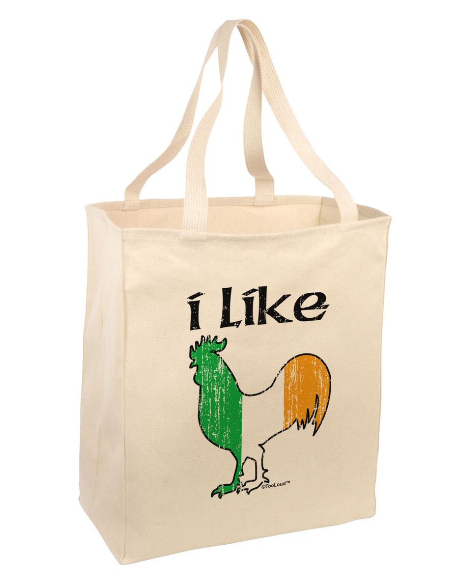 I Like Irish Rooster Silhouette Large Grocery Tote Bag by TooLoud-Grocery Tote-TooLoud-Natural-Large-Davson Sales