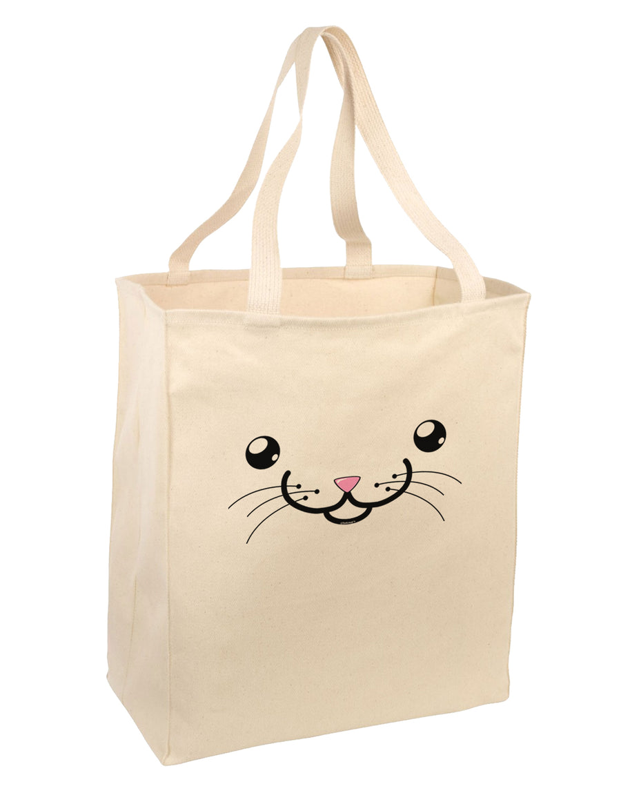 Kyu-T Face - Kattia the kitty cat Large Grocery Tote Bag-Grocery Tote-TooLoud-Natural-Large-Davson Sales