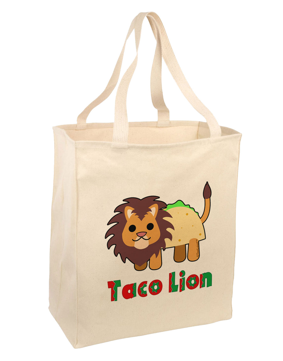 Cute Taco Lion Text Large Grocery Tote Bag-Grocery Tote-TooLoud-Natural-Large-Davson Sales