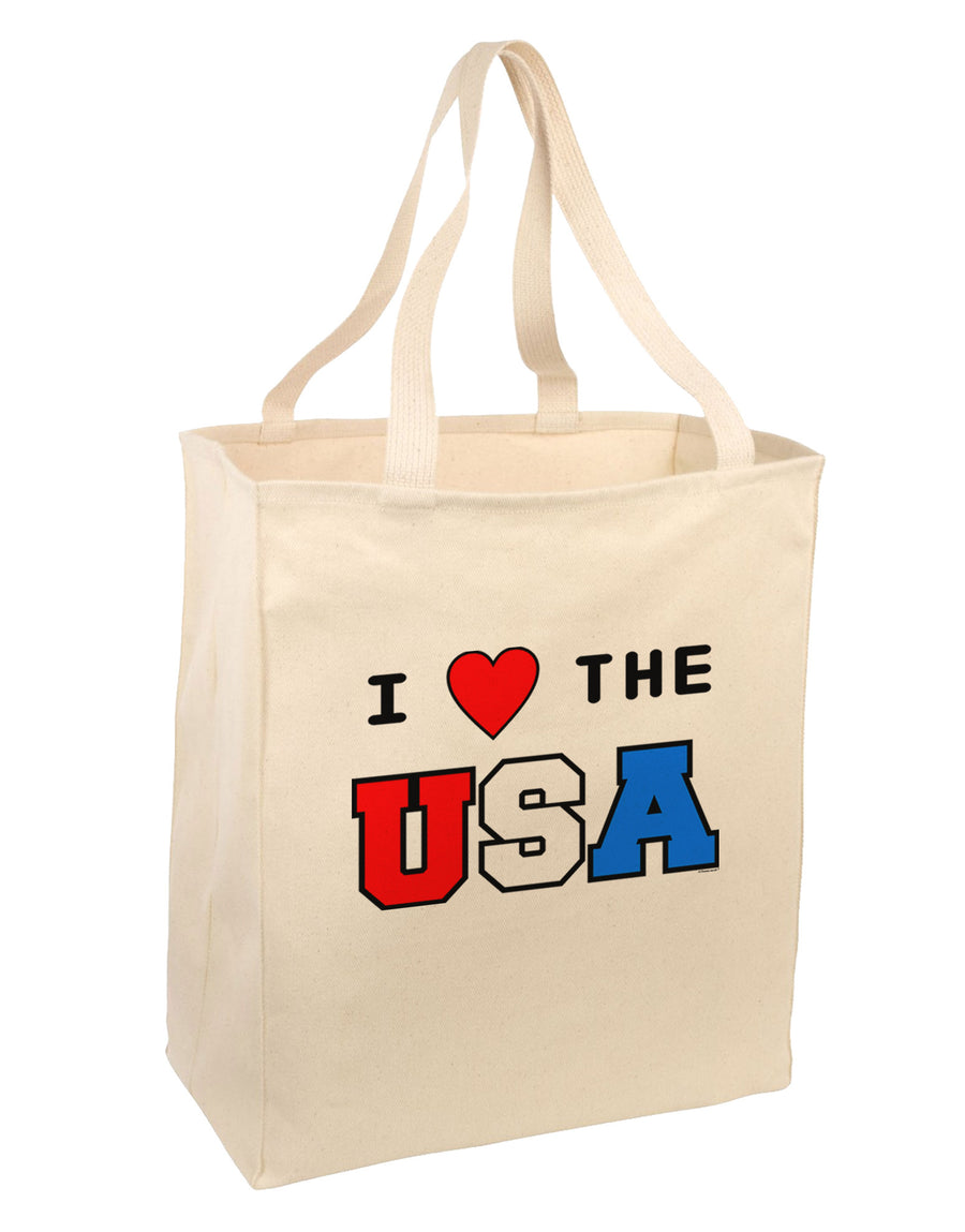 I Love Heart the USA Large Grocery Tote Bag-Grocery Tote-TooLoud-Natural-Large-Davson Sales