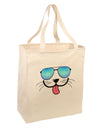 Kyu-T Face - Puppino Cool Sunglasses Large Grocery Tote Bag-Grocery Tote-TooLoud-Natural-Large-Davson Sales