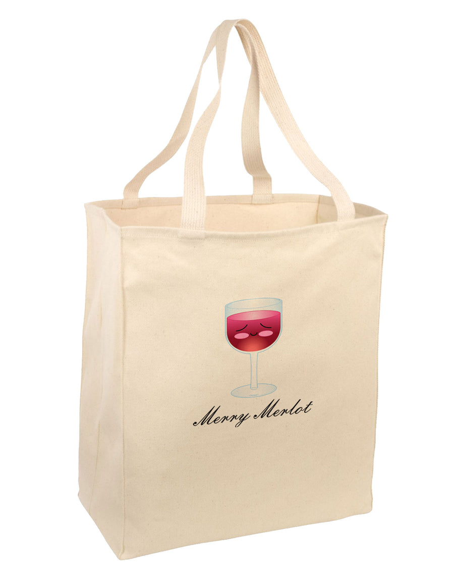 Merry Merlot Text Large Grocery Tote Bag-Grocery Tote-TooLoud-Natural-Large-Davson Sales