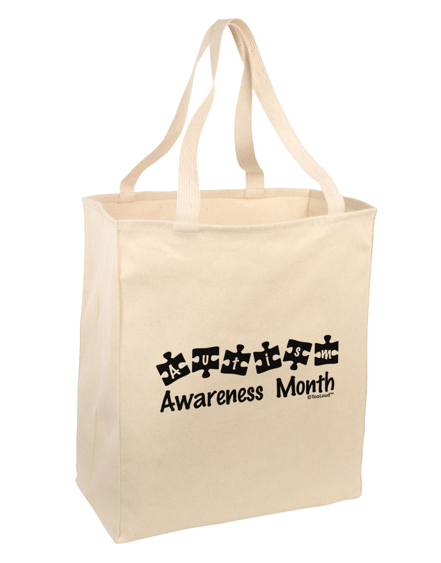 Autism Awareness Month - Puzzle Pieces Large Grocery Tote Bag by TooLoud-Grocery Tote-TooLoud-Natural-Large-Davson Sales