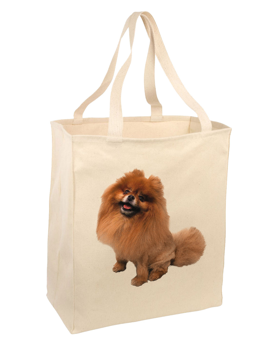 Pomeranian Sitting All Cute-Like Large Grocery Tote Bag-Grocery Tote-TooLoud-Natural-Large-Davson Sales