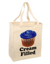 Cream Filled Blue Cupcake Design Large Grocery Tote Bag by TooLoud-Grocery Tote-TooLoud-Natural-Large-Davson Sales