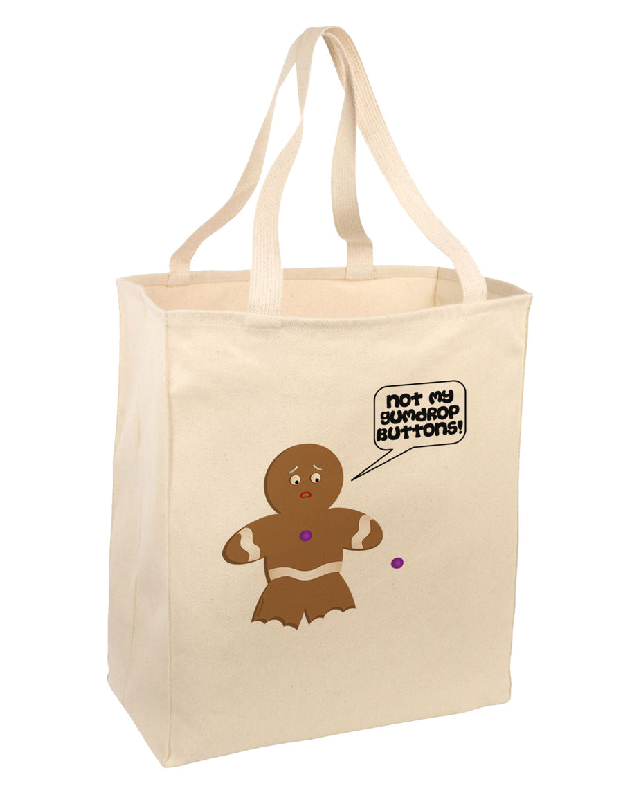 Not My Gumdrop Buttons Gingerbread Man Christmas Large Grocery Tote Bag-Grocery Tote-TooLoud-Natural-Large-Davson Sales