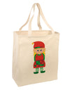 Cute Christmas Elf Girl Large Grocery Tote Bag-Grocery Tote-TooLoud-Natural-Large-Davson Sales