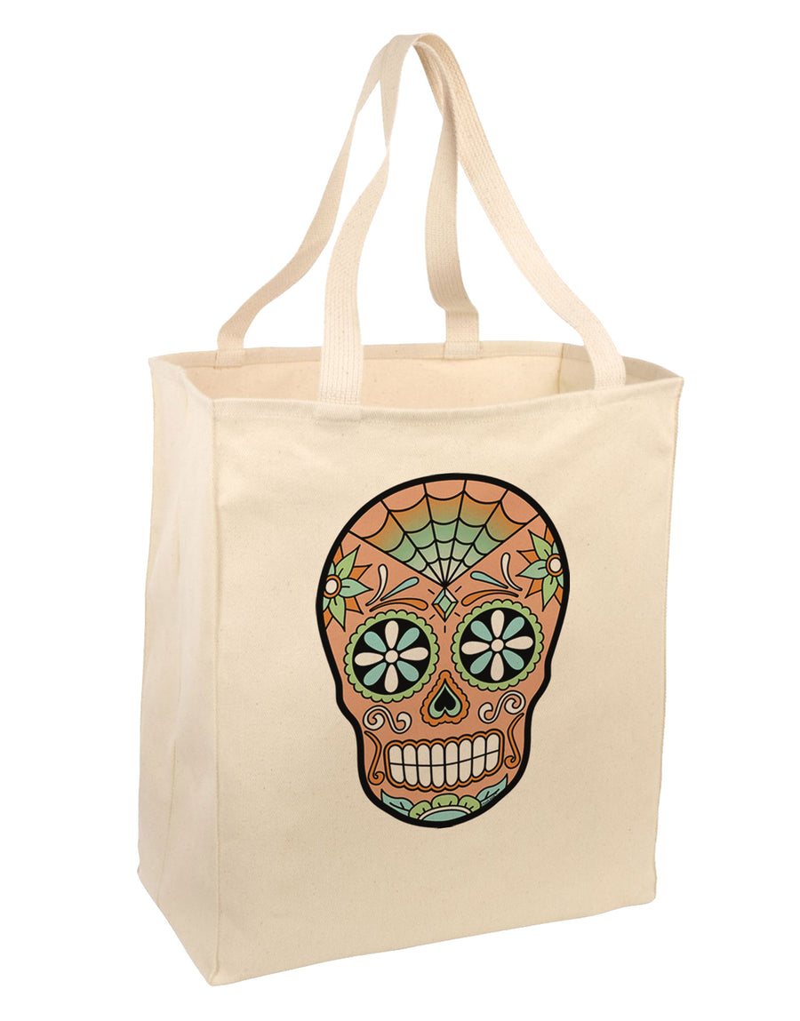 Version 6 Copper Patina Day of the Dead Calavera Large Grocery Tote Bag-Grocery Tote-TooLoud-Natural-Large-Davson Sales