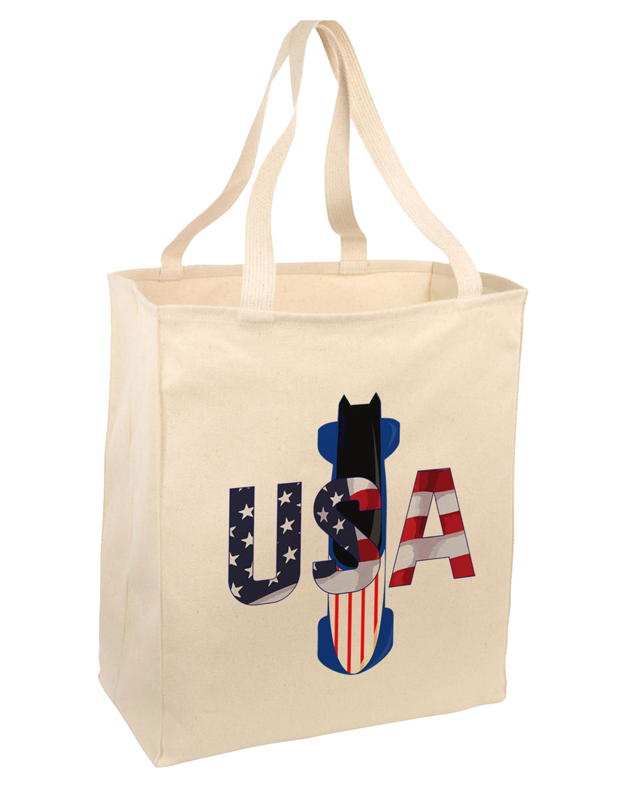 USA Bobsled Large Grocery Tote Bag-Natural by TooLoud-Grocery Tote-TooLoud-Natural-Large-Davson Sales