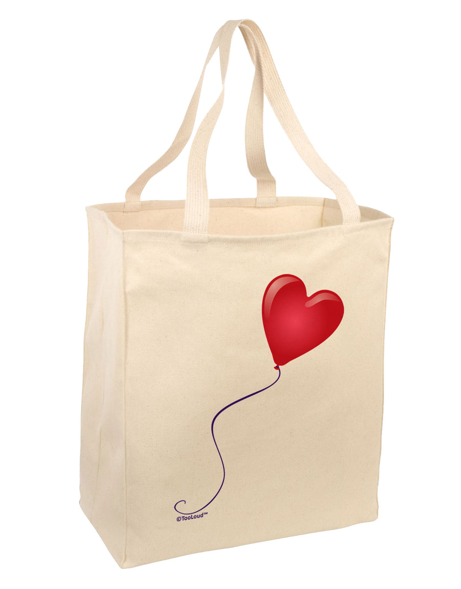 Cute Red Heart Balloon Large Grocery Tote Bag-Grocery Tote-TooLoud-Natural-Large-Davson Sales