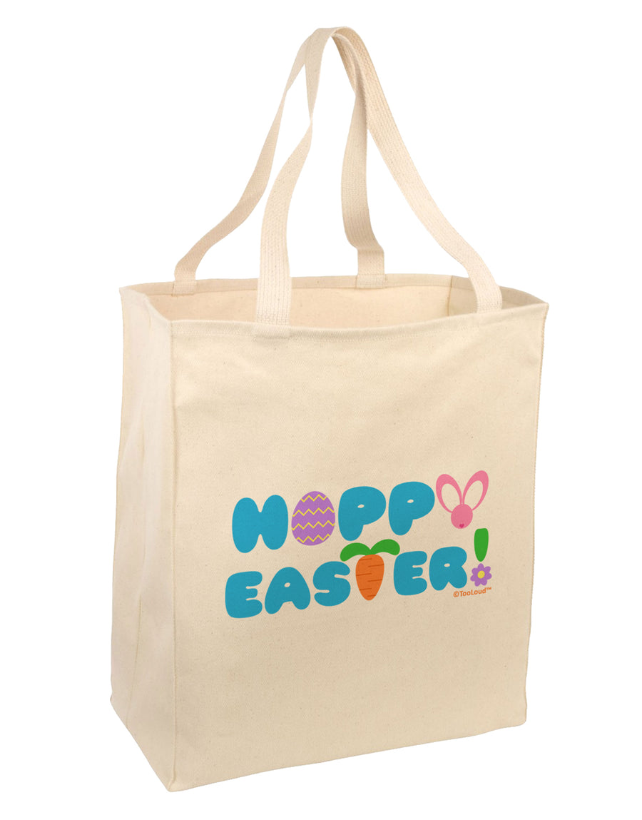 Cute Decorative Hoppy Easter Design Large Grocery Tote Bag by TooLoud-Grocery Tote-TooLoud-Natural-Large-Davson Sales