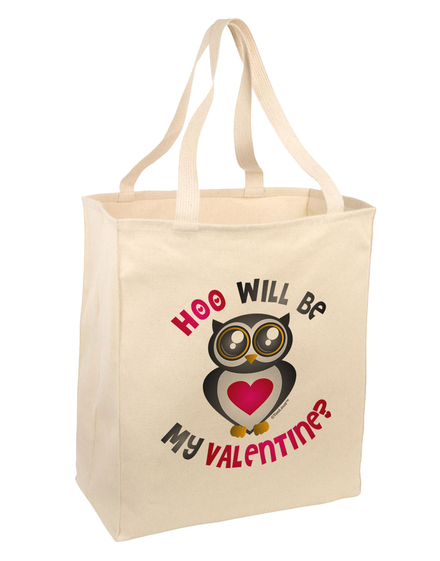 Hoo Will Be My Valentine Large Grocery Tote Bag-Grocery Tote-TooLoud-Natural-Large-Davson Sales