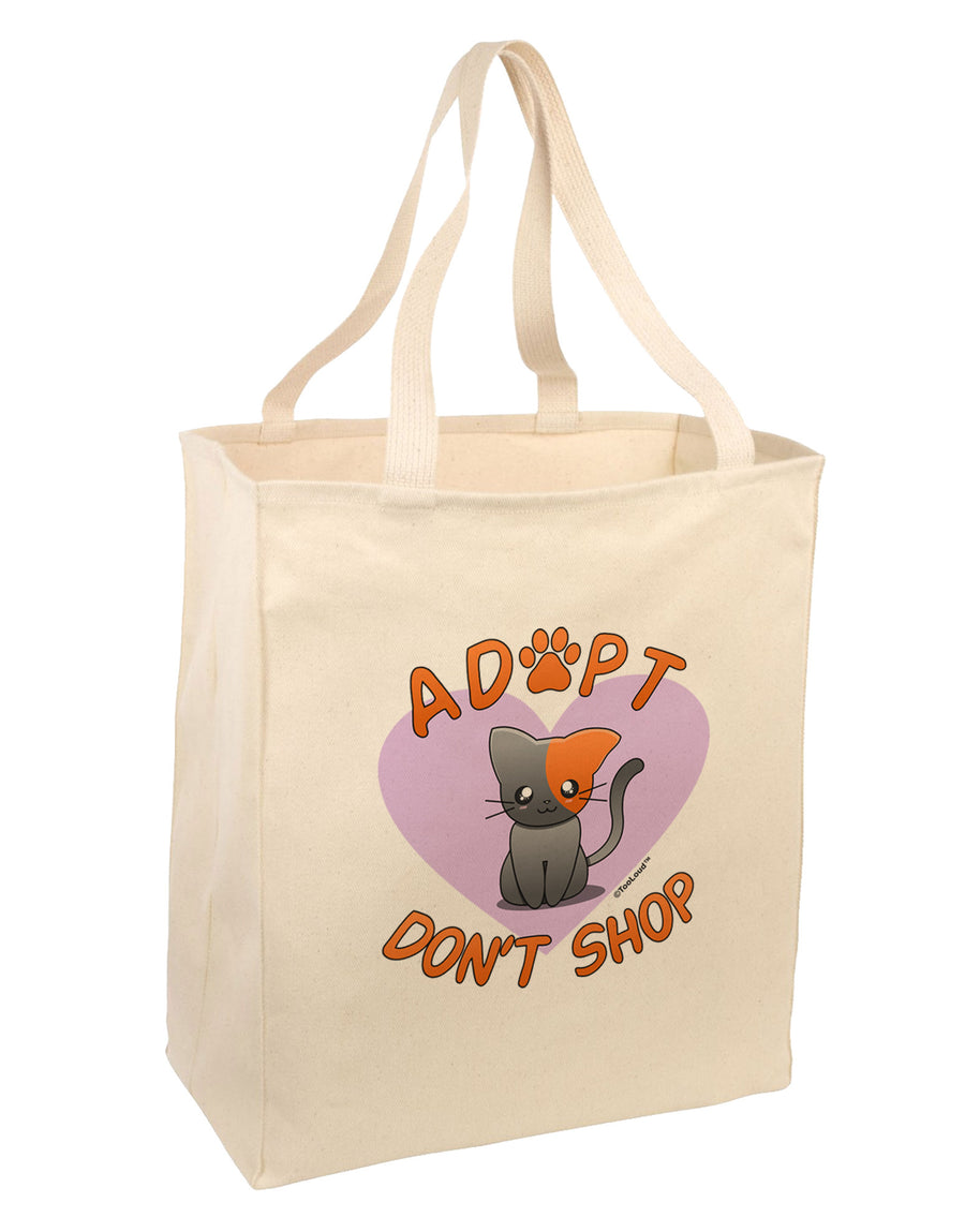 Adopt Don't Shop Cute Kitty Large Grocery Tote Bag-Grocery Tote-TooLoud-Natural-Large-Davson Sales