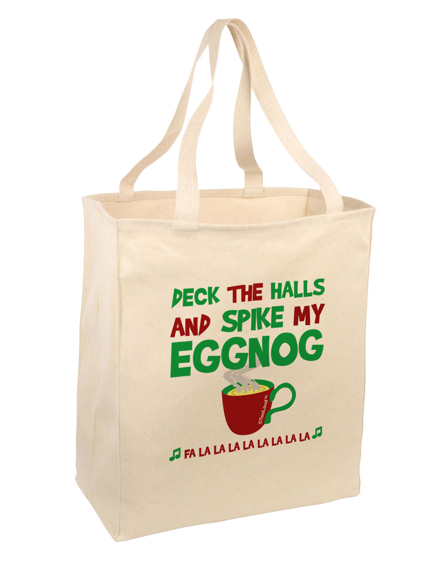 Spike My Eggnog Large Grocery Tote Bag-Grocery Tote-TooLoud-Natural-Large-Davson Sales