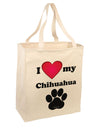 I Heart My Chihuahua Large Grocery Tote Bag-Natural by TooLoud-Grocery Tote-TooLoud-Natural-Large-Davson Sales