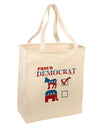 Proud Democrat Checkmark Large Grocery Tote Bag-Grocery Tote-TooLoud-Natural-Large-Davson Sales