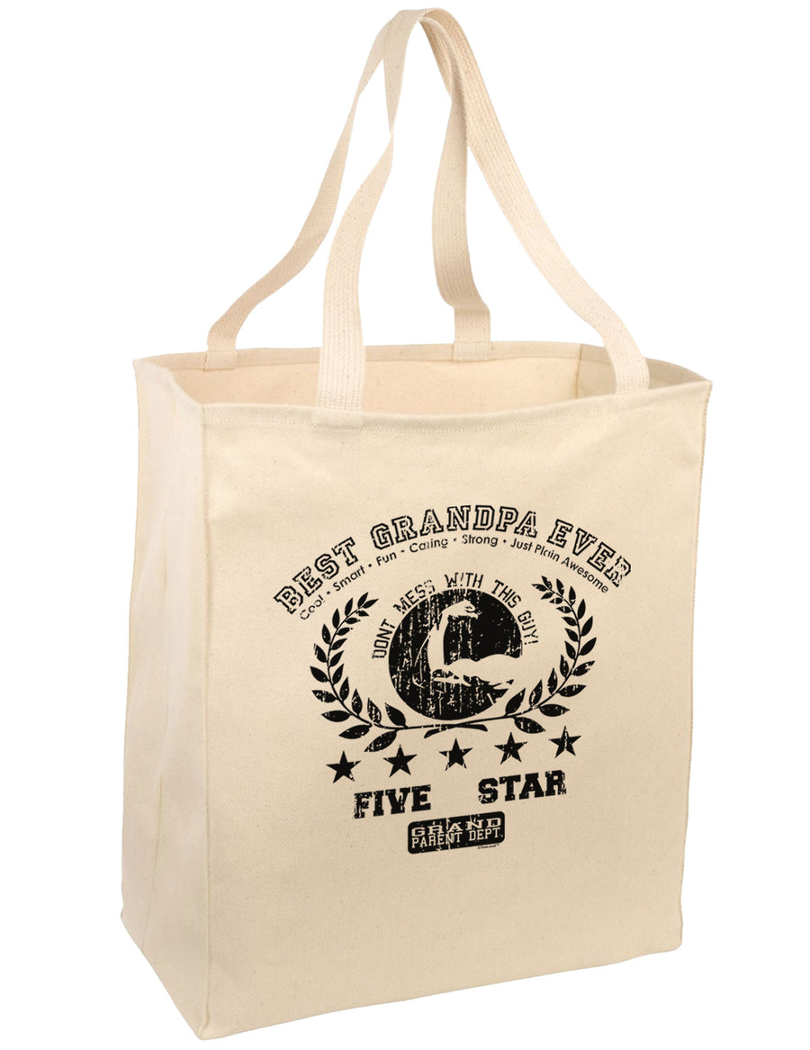 Best Grandpa Ever Distressed Collegiate Large Grocery Tote Bag-Grocery Tote-TooLoud-Natural-Large-Davson Sales