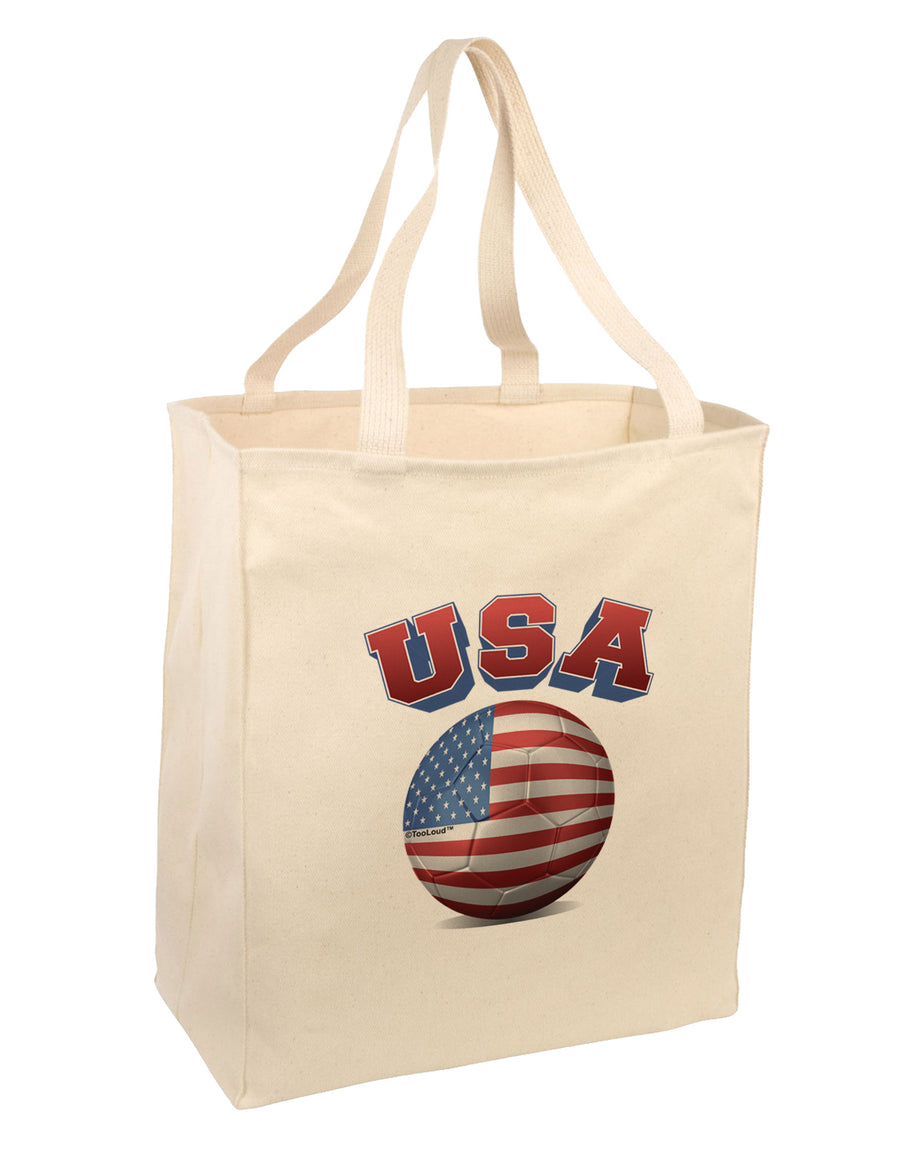 Soccer Ball Flag - USA Large Grocery Tote Bag-Grocery Tote-TooLoud-Natural-Large-Davson Sales