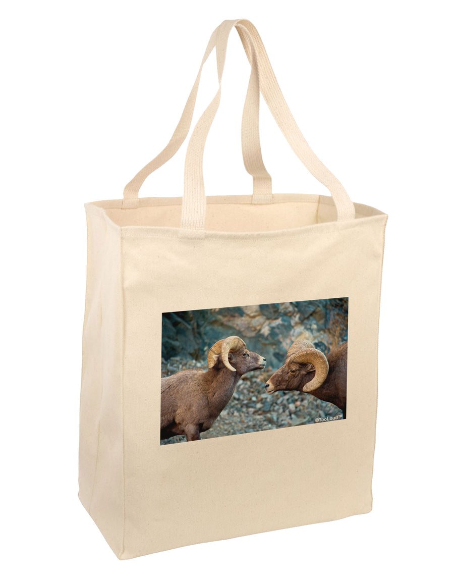 Two Bighorn Rams Large Grocery Tote Bag-Grocery Tote-TooLoud-Natural-Large-Davson Sales