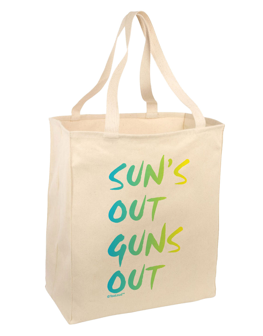 Suns Out Guns Out - Gradient Colors Large Grocery Tote Bag-Grocery Tote-TooLoud-Natural-Large-Davson Sales