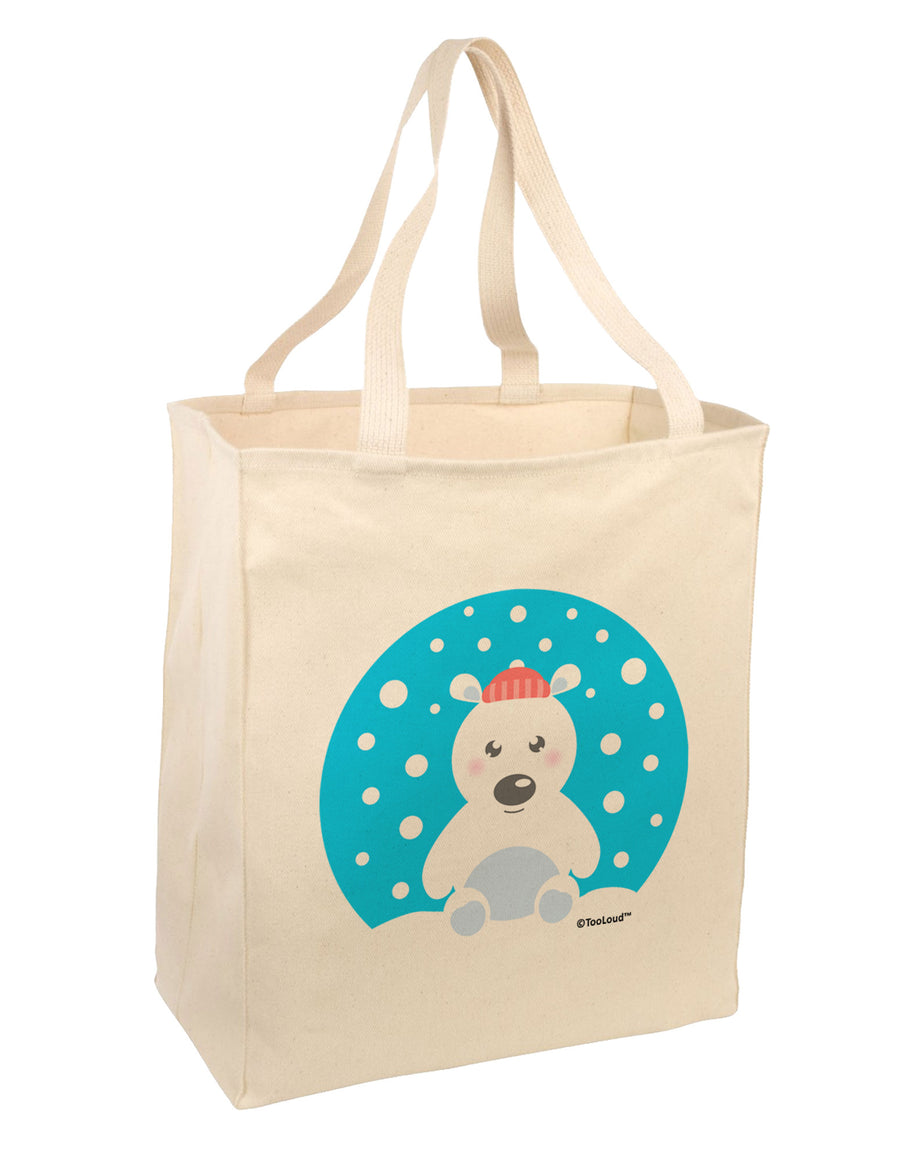 Cute Polar Bear - Christmas Large Grocery Tote Bag by TooLoud-Grocery Tote-TooLoud-Natural-Large-Davson Sales