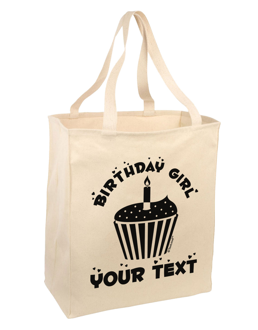 Personalized Birthday Girl Cupcake -Customizable- Name Large Grocery Tote Bag-Grocery Tote-TooLoud-Natural-Large-Davson Sales