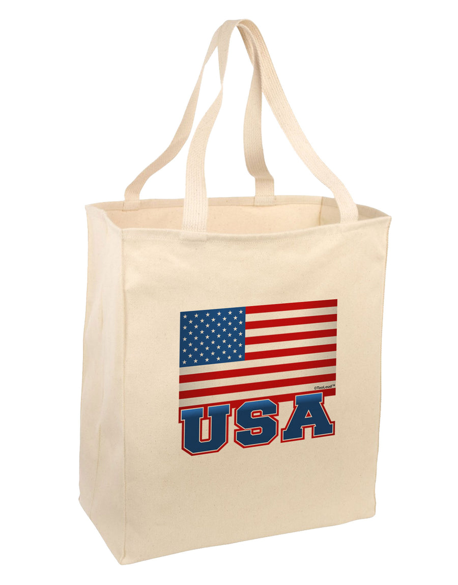 USA Flag Large Grocery Tote Bag-Grocery Tote-TooLoud-Natural-Large-Davson Sales