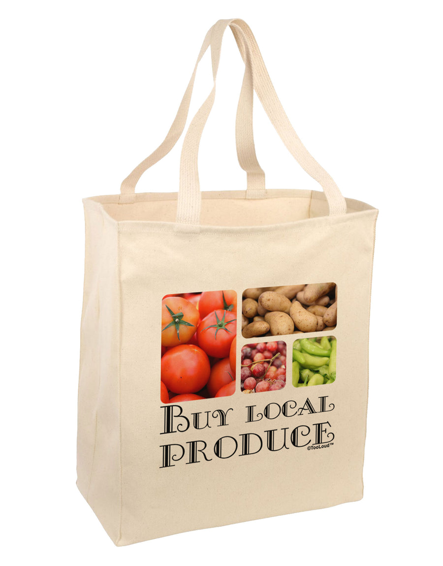 Buy Local Produce Text Large Grocery Tote Bag-Grocery Tote-TooLoud-Natural-Large-Davson Sales