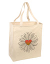 Pretty Daisy Heart Large Grocery Tote Bag-Natural-Grocery Tote-TooLoud-Natural-Large-Davson Sales