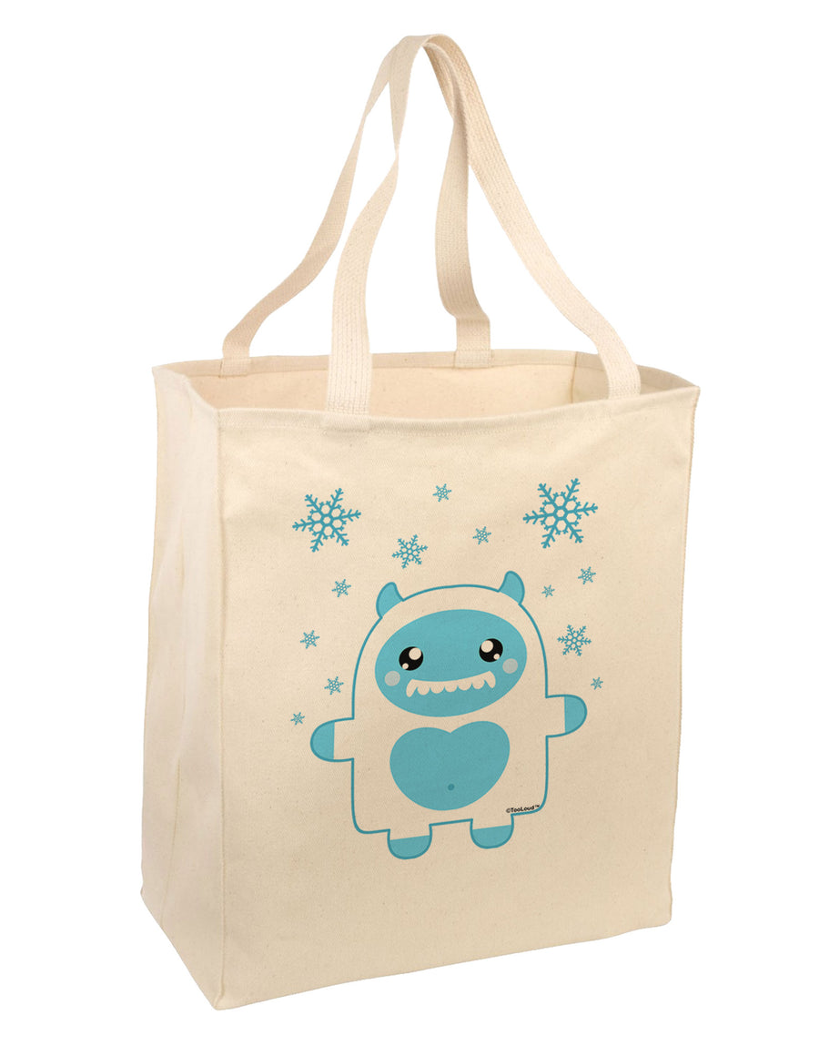 Cute Abominable Snowman Boy Yeti - Christmas Large Grocery Tote Bag-Grocery Tote-TooLoud-Natural-Large-Davson Sales