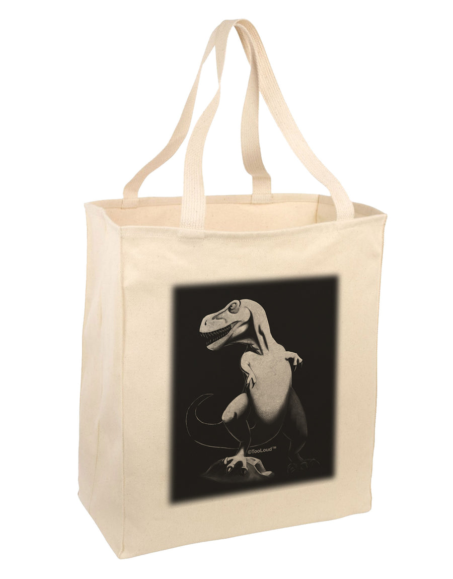 Tyrannosaurus Rex Design - Grayscale Large Grocery Tote Bag by TooLoud-Grocery Tote-TooLoud-Natural-Large-Davson Sales