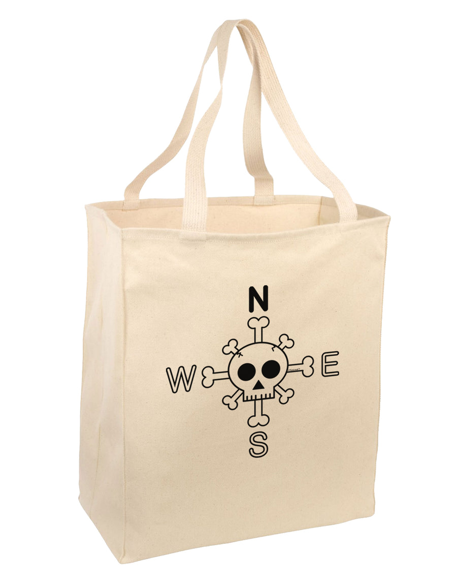 Compass Rose - Skull and Crossbones Large Grocery Tote Bag-Grocery Tote-TooLoud-Natural-Large-Davson Sales