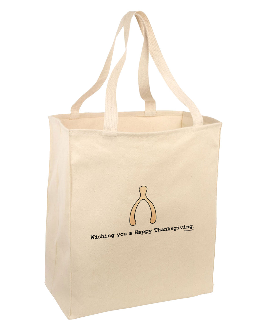 TooLoud Wishing You a Happy Thanksgiving Wishbone Large Grocery Tote Bag-Grocery Tote-TooLoud-Natural-Large-Davson Sales