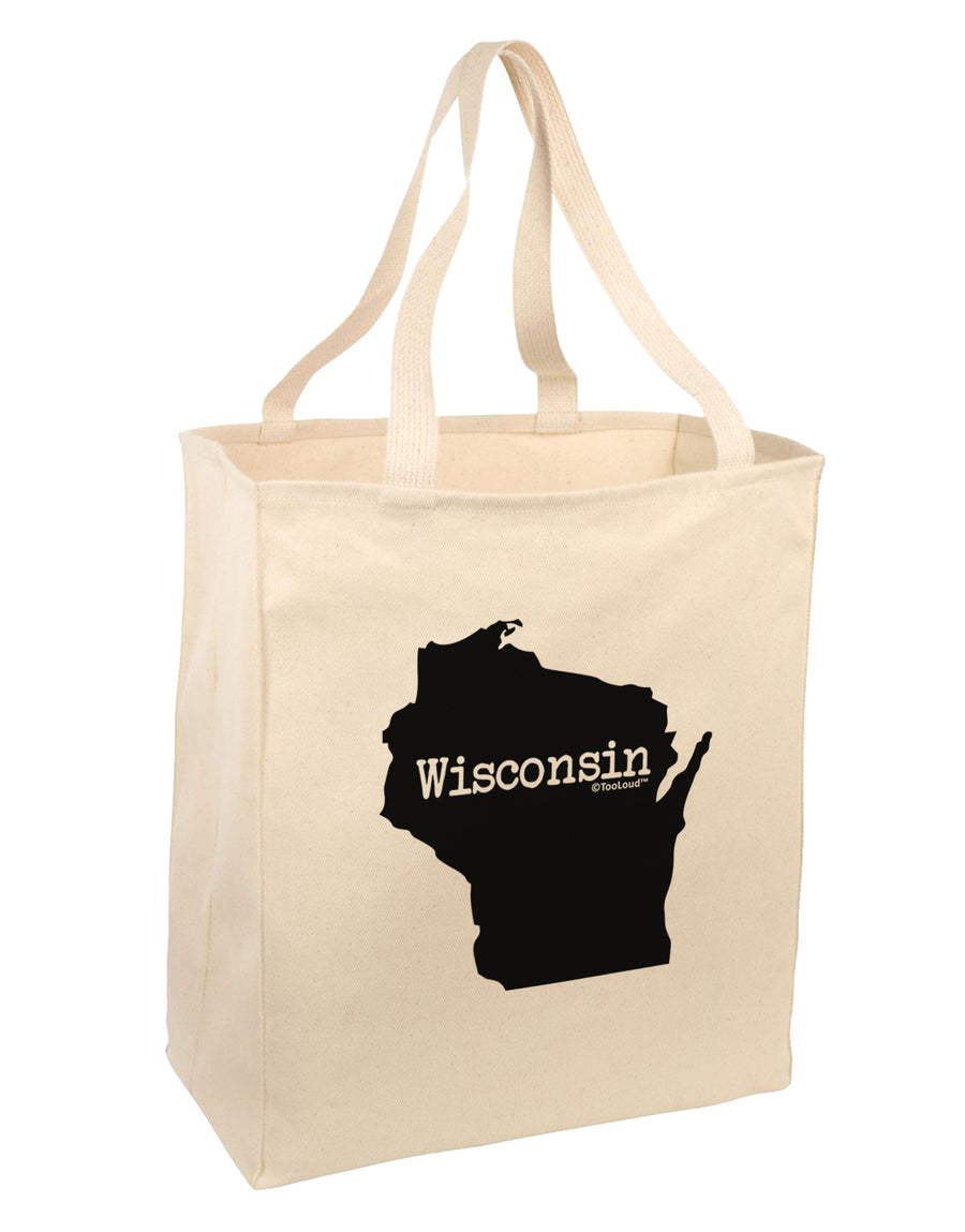 Wisconsin - United States Shape Large Grocery Tote Bag-Grocery Tote-TooLoud-Natural-Large-Davson Sales