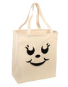 Cute Girl Jack O Lantern Pumpkin Face Large Grocery Tote Bag-Grocery Tote-TooLoud-Natural-Large-Davson Sales