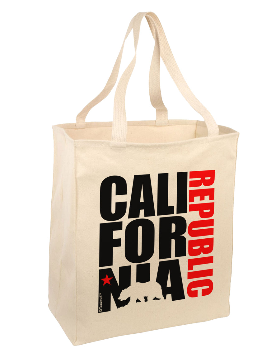 California Republic Design - California Red Star and Bear Large Grocery Tote Bag by TooLoud-Grocery Tote-TooLoud-Natural-Large-Davson Sales