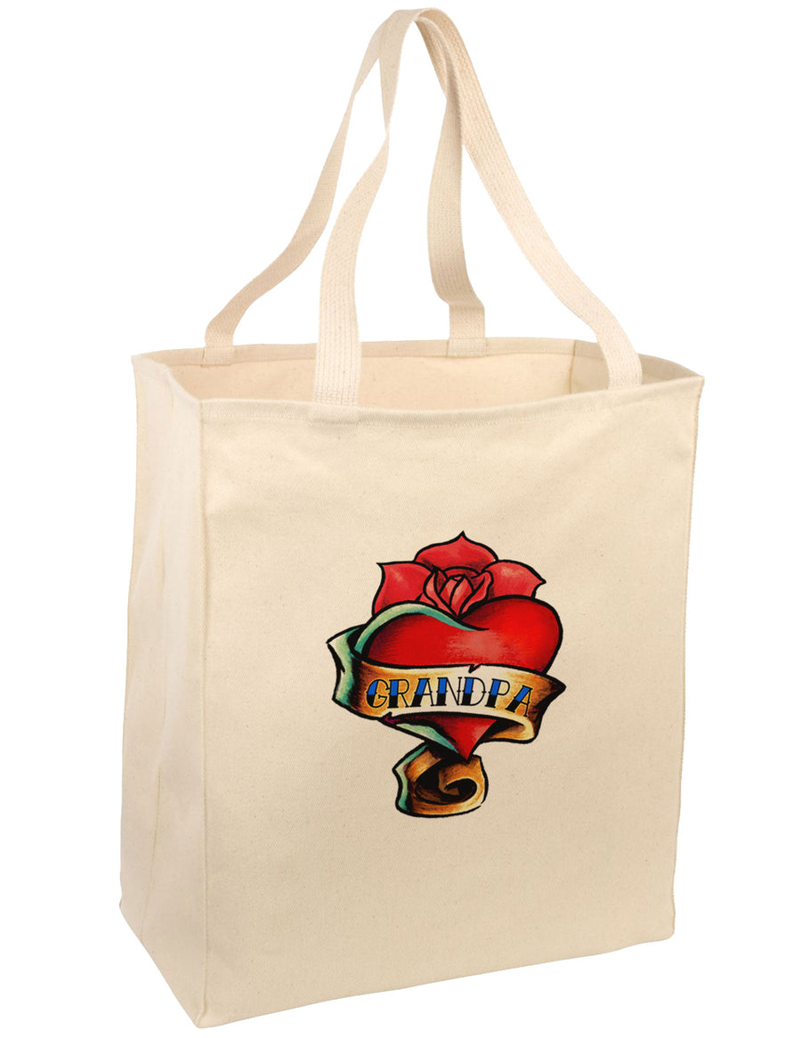 Tattoo Heart Grandpa Large Grocery Tote Bag-Grocery Tote-TooLoud-Natural-Large-Davson Sales