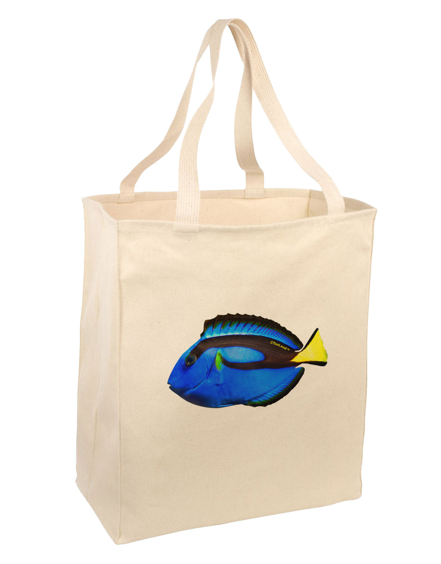 Blue Tang Fish Large Grocery Tote Bag-Natural-Grocery Tote-TooLoud-Natural-Large-Davson Sales