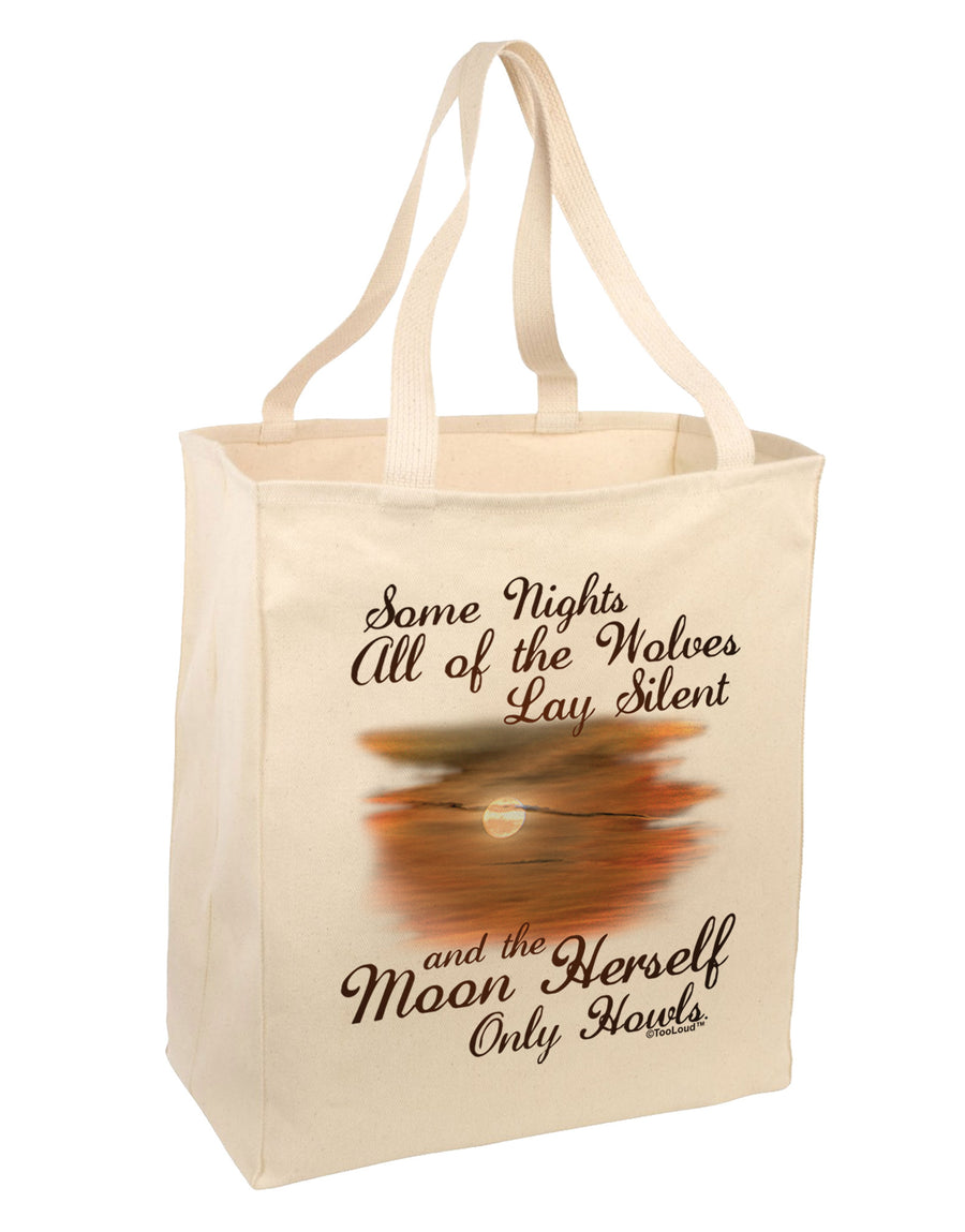 The Moon Herself Howls Large Grocery Tote Bag-Natural-Grocery Tote-TooLoud-Natural-Large-Davson Sales