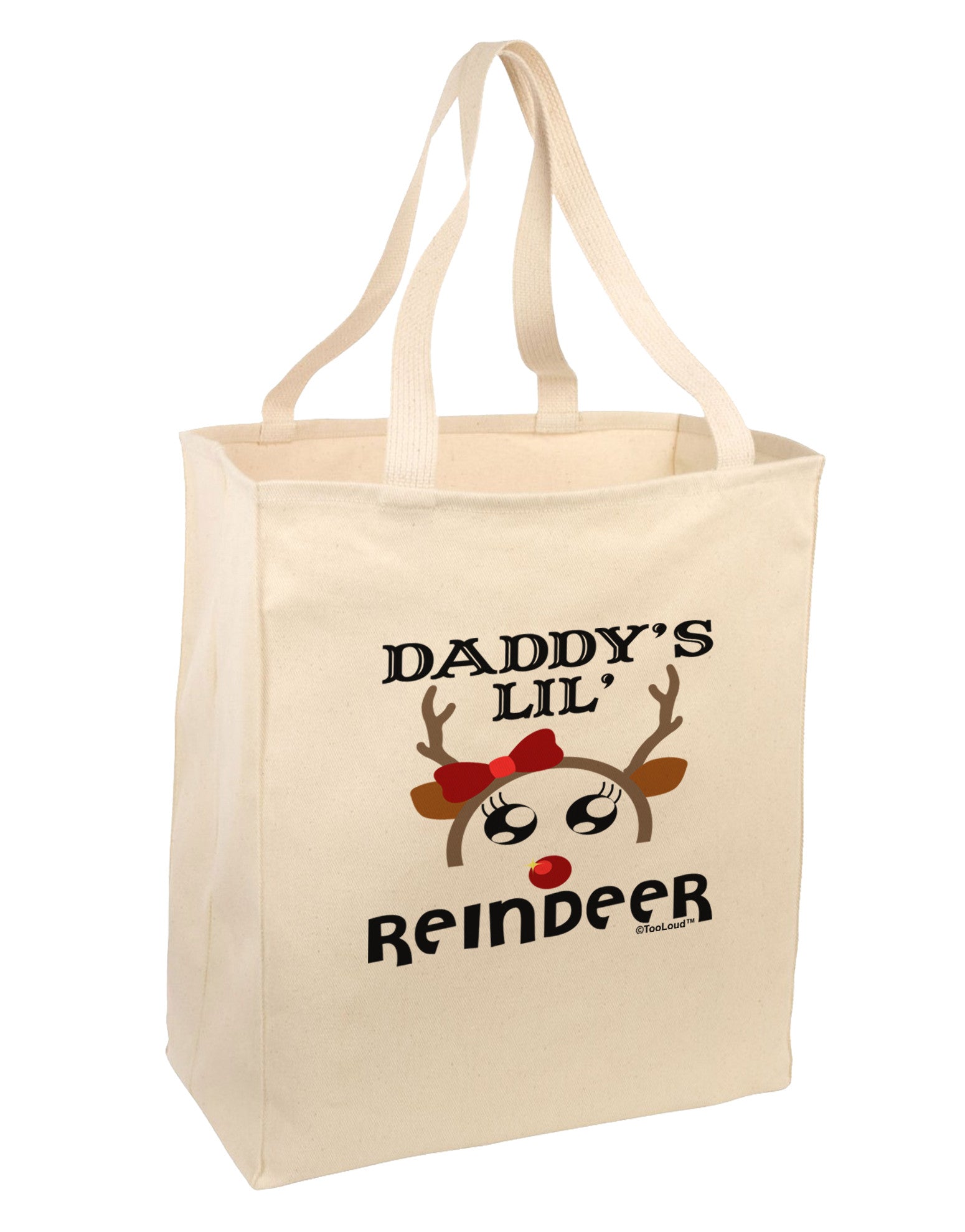 Daddy's Lil Reindeer Girl Large Grocery Tote Bag-Grocery Tote-TooLoud-Natural-Large-Davson Sales