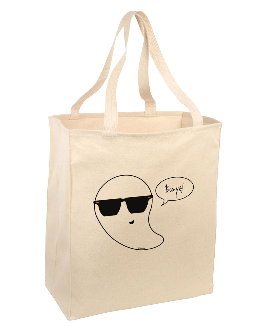 Boo Ya Cool Ghost Halloween Large Grocery Tote Bag-Grocery Tote-TooLoud-Natural-Large-Davson Sales